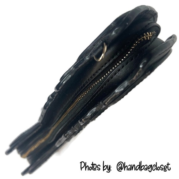 Kate Spade Monarch Butterfly Clutch Black Leather Novelty Rare Bag Purse Sequin - Picture 6 of 15